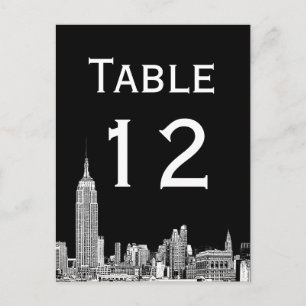NYC Silhouette 01 Gegraveerde Tafel Nummerkaart Briefkaart
