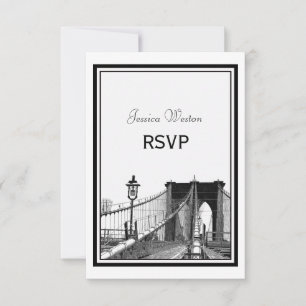 NYC Silhouette Bklyn Brug #2 Gegraveerde RSVP Kaartje