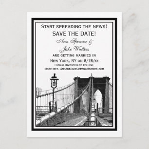 NYC Silhouette Brooklyn Bridge #2 Bewaar de Datum Aankondigingskaart