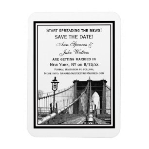 NYC Silhouette Brooklyn Bridge #2 Bewaar de Datum Magneet