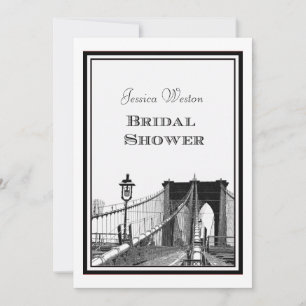 NYC Silhouette Brooklyn Bridge #2 DIY Bruidsdouche Kaart
