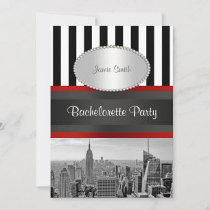 NYC Silhouette BW Zwart Wit Streep 2D Bachelorette Kaart
