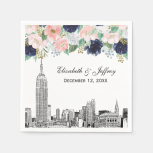 NYC Silhouette ESB Ets Pink Wht Blauw Goud Bloem Servet