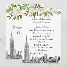 NYC Silhouette ESB Witte Bloemenschildering Waterv