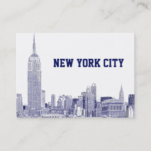 NYC Silhouette Gegraveerd 01 Blauw Visitekaartje