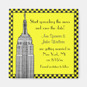 NYC Silhouette Gegraveerd ESB Geruit Taxi Save the Magneet