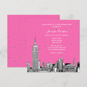 NYC Silhouette Gegraveerd Sterren DIY BG Kleur SQ Kaart