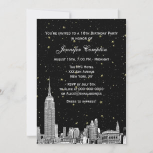 NYC Silhouette Gegraveerd Sterren DIY BG Kleur Swe Kaart