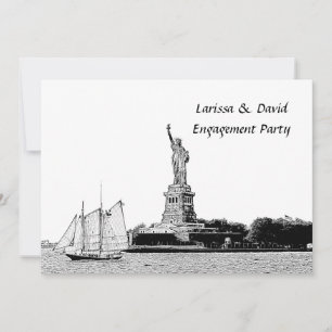 NYC Silhouette Gegraveerde Vrijheidspartij Verlovi Kaart