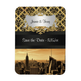 NYC Silhouette Sepia B5 Zwarte Lint Damast Save th Magneet