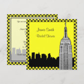 NYC Skyline2 Etched ESB Checkrd Taxi Vrijgezellenf Kaart (Voorkant / Achterkant)