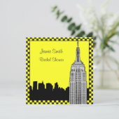 NYC Skyline2 Etched ESB Checkrd Taxi Vrijgezellenf Kaart (Staand voorkant)
