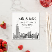 NYC Skyline 01 Etch DIY BG Kleur Bruiloft Mr. Mrs  Servet (Insitu)