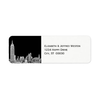 NYC Skyline 01 Etched do-it-yourself BG Étiquette