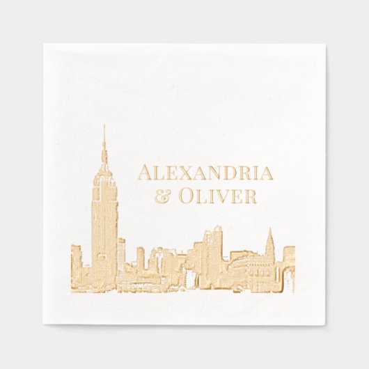 NYC Skyline 01 Etched Look Mariage New York City (Recto)