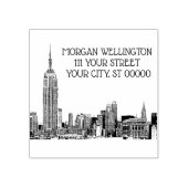 NYC Skyline 01 Etched Rubber Stamp Rubberstempel (Afrduk)