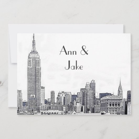 NYC Skyline 01 Etched Wedding Invitation 2 (Devant)