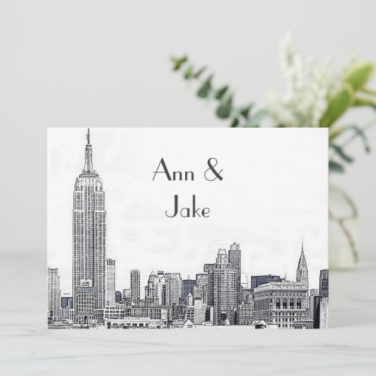 NYC Skyline 01 Etched Wedding Invitation 2 (Debout devant)