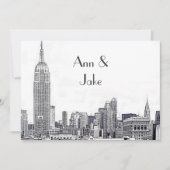NYC Skyline 01 Etched Wedding Invite 2 Kaart (Voorkant)