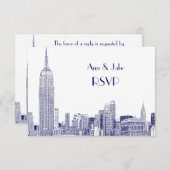 NYC Skyline 01 Etched White RSVP #2 Blue (Devant / Derrière)