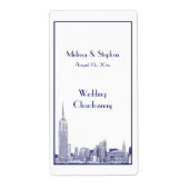 NYC Skyline 01 Etched Wine Étiquette Blue (Devant)