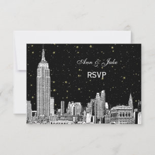 NYC Skyline 01 Gravé Fond Étoilé DIY Couleur RSVP