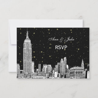 NYC Skyline 01 Gravé Fond Étoilé DIY Couleur RSVP