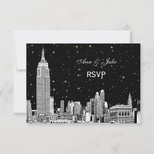 NYC Skyline 01 Gravé Fond Étoilé DIY Couleur RSVP (Devant)