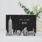 NYC Skyline 01 Gravé Fond Étoilé DIY Couleur RSVP (Debout devant)