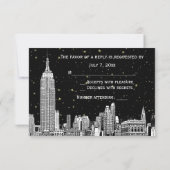 NYC Skyline 01 Gravé Fond Étoilé DIY Couleur RSVP (Dos)