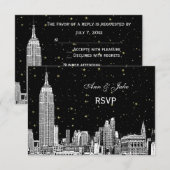 NYC Skyline 01 Gravé Fond Étoilé DIY Couleur RSVP (Devant / Derrière)