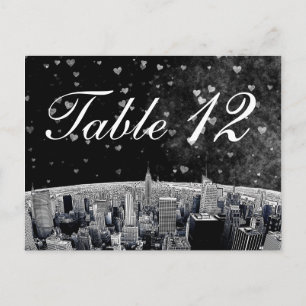 NYC Skyline #2 Black Whart Table Number Briefkaart