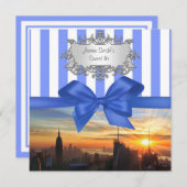 NYC Skyline à Sunset Sweet 16 Party Invitation (Devant / Derrière)