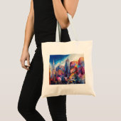 NYC Skyline Abstracte kunst Tote Bag (Voorkant (product))