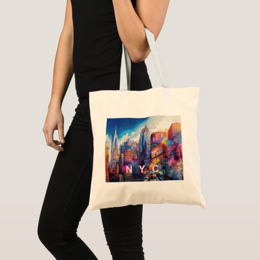NYC Skyline Abstracte kunst Tote Bag (Voorkant (product))