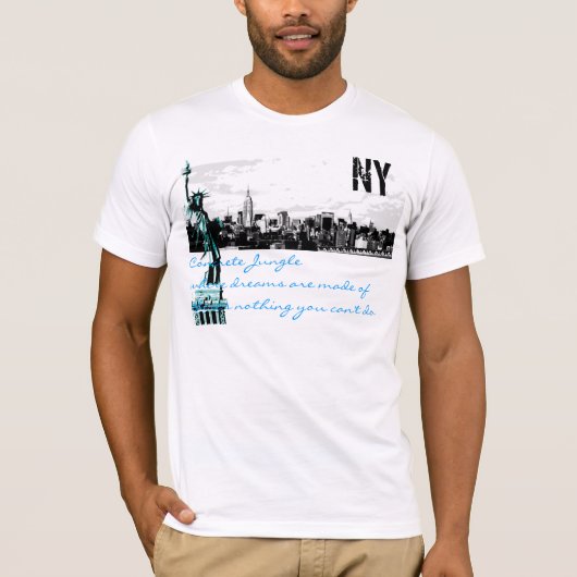 nyc skyline, beeld van vrijheid, beton Oerwoud... T-shirt (Voorkant)