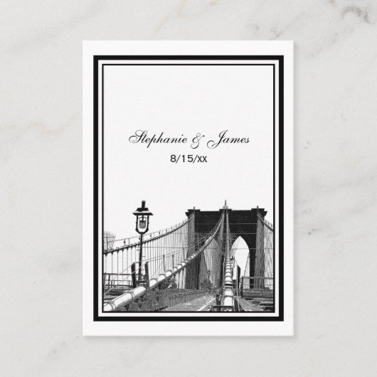 NYC Skyline Bklyn Bridge #2 Uitgebreide Place Card Plaatskaartje (Voorkant)