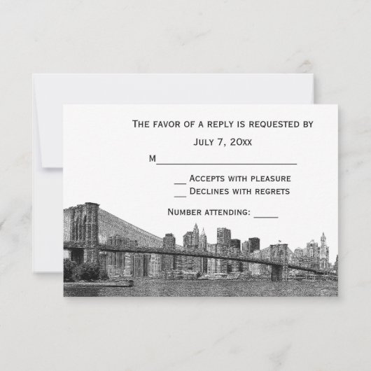 NYC Skyline Bklyn Bridge Etched #2H RSVP (Dos)