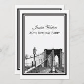NYC Skyline Brooklyn Bridge #2 Birthday Party Kaart (Voorkant / Achterkant)