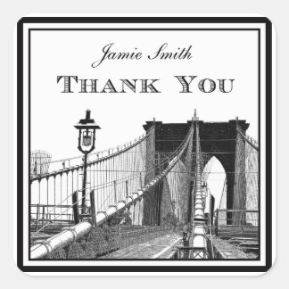 NYC Skyline Brooklyn Bridge #2 Dank je Vierkante Sticker