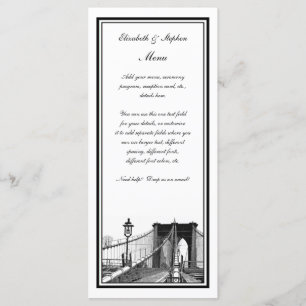 NYC Skyline Brooklyn Bridge #2 geëtst ingelijst Menu