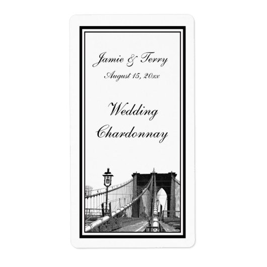 NYC Skyline Brooklyn Bridge #2 Wijnlabel Etiket (Voorkant)