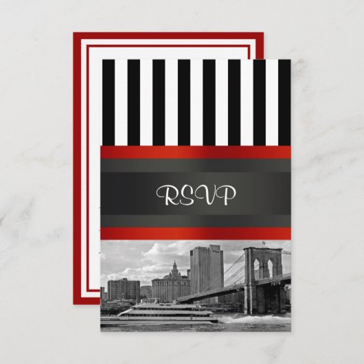 NYC Skyline Brooklyn Bridge Boat Invitation Suite (Devant / Derrière)