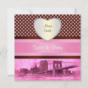 NYC Skyline Brooklyn Bridge Boot 3H Sweet 16 Kaart