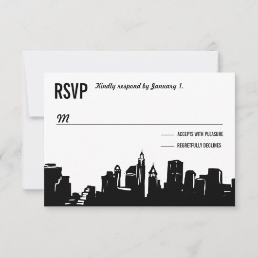 NYC Skyline | Bruiloft RSVP Kaarten (Voorkant)