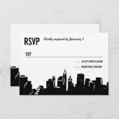 NYC Skyline | Bruiloft RSVP Kaarten (Voorkant / Achterkant)