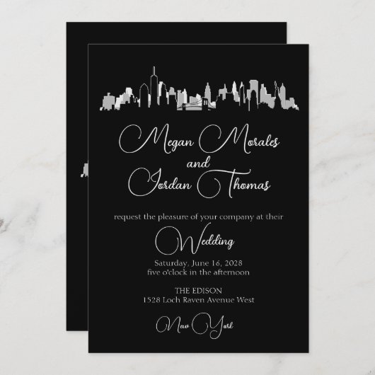 NYC Skyline bruiloft uitnodiging (Voorkant / Achterkant)