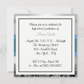 NYC Skyline BW 05 Wit Blauw 2 Afstuderen Invite Kaart (Achterkant)