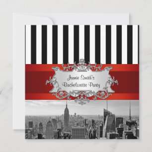 NYC Skyline BW B2 Bachelorette Party Invitation Kaart