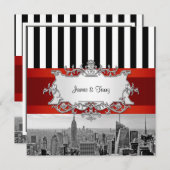 NYC Skyline BW B2 Faire-part de mariage F2 (Devant / Derrière)